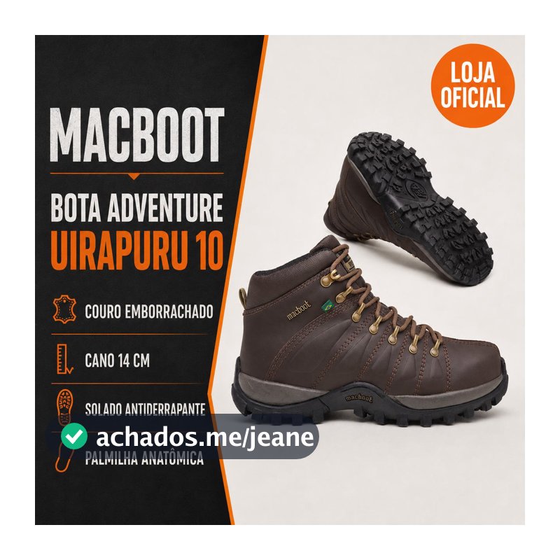 Bota Adventure Cano Alto Macboot Uirapuru 10 Café