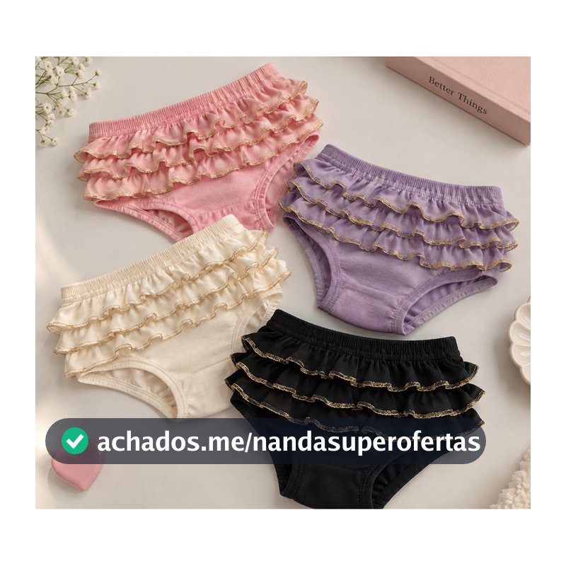 Kit 3 Calcinhas Infantil Bebê Menina Bunda Rica Super Macia 0 a 2 Anos
