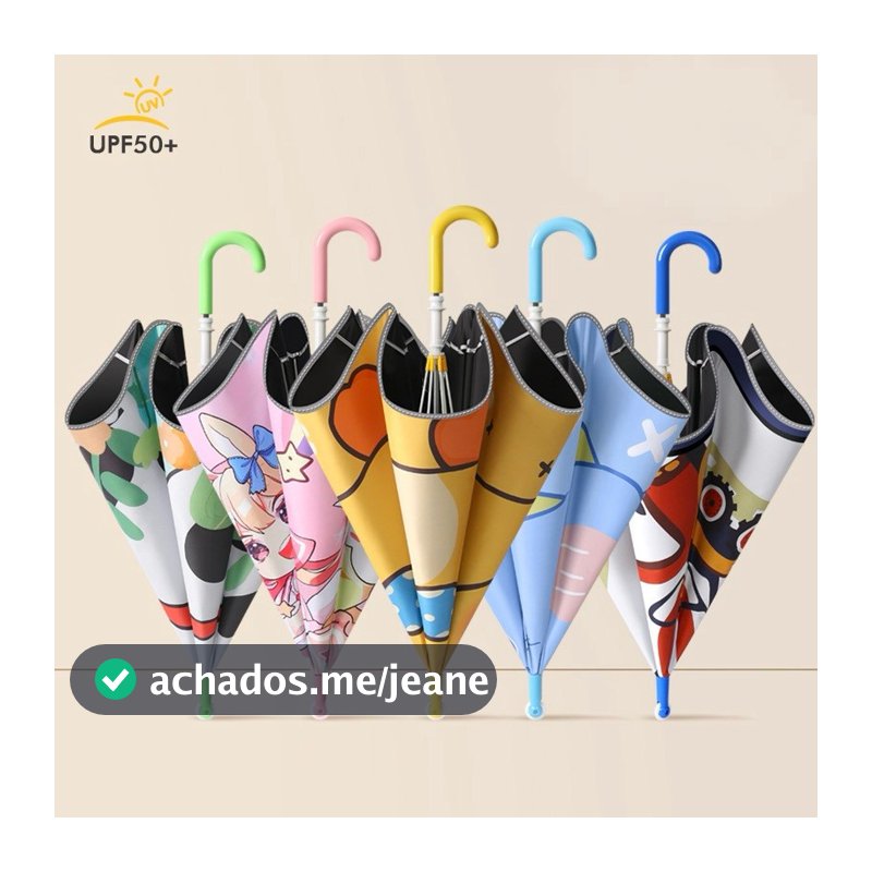 Guarda-chuva infantil criativo com rodinhas, brilha no escuro e cantos arredondados,faça chuva ou faça sol.