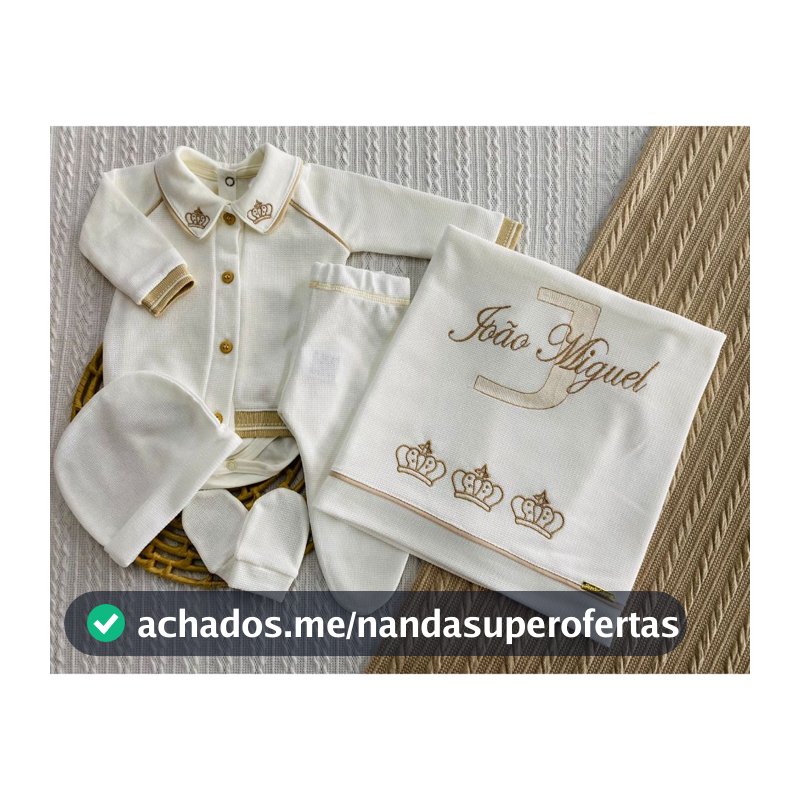 Saída de Maternidade Personalizada 6 Peças com Nome Conjunto Completo Alto Padrão Qualidade Premium
