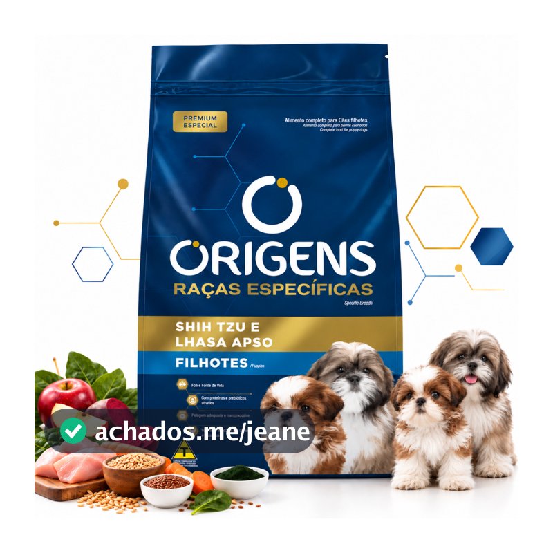 Ração Origens Shih Tzu Lhasa Apso Filhotes 3kg Premium Especial Raças Específicas Cães Filhotes - Envio Imediato