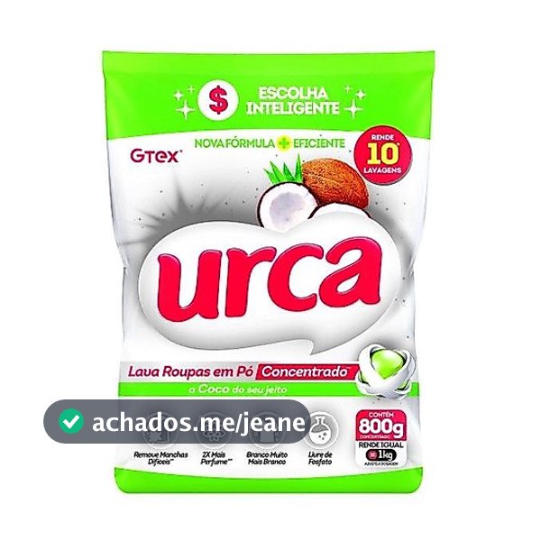Lava Roupas Pó Concentrado Coco Urca Sachê - 800g