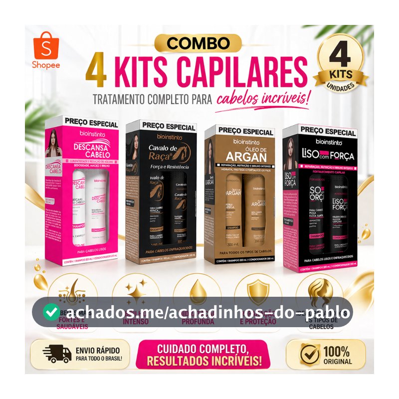 Kit 4 shampoo e condicionador para todos os tipos de cabelos Atacado oferta relampago hoje