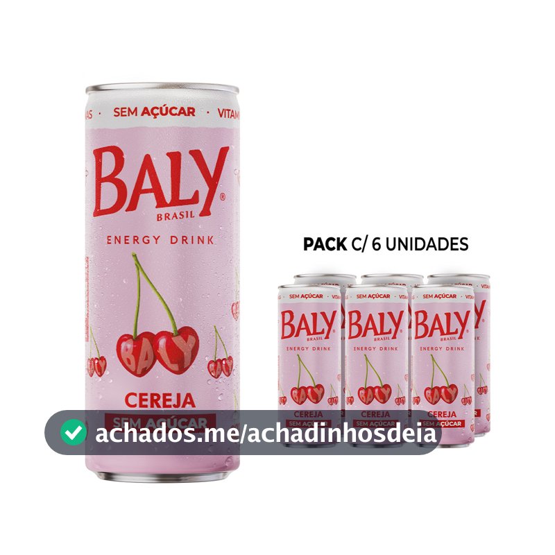 Energético Baly Cereja Sem Açúcar 250ml x 6 UN