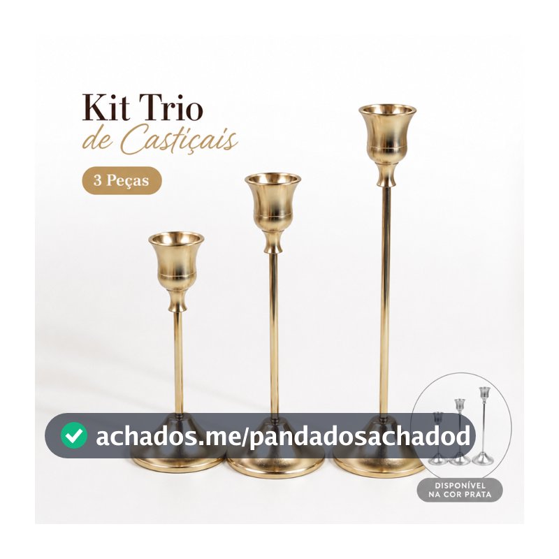 Kit 3 Castiçal Suporte de Velas Metal, Decoração sala, quarto, Casamento, altar, presente, Halloween