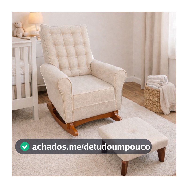 Cadeira Poltrona de Amamentação Balanço Paris Plus C/puff - Linho Bege