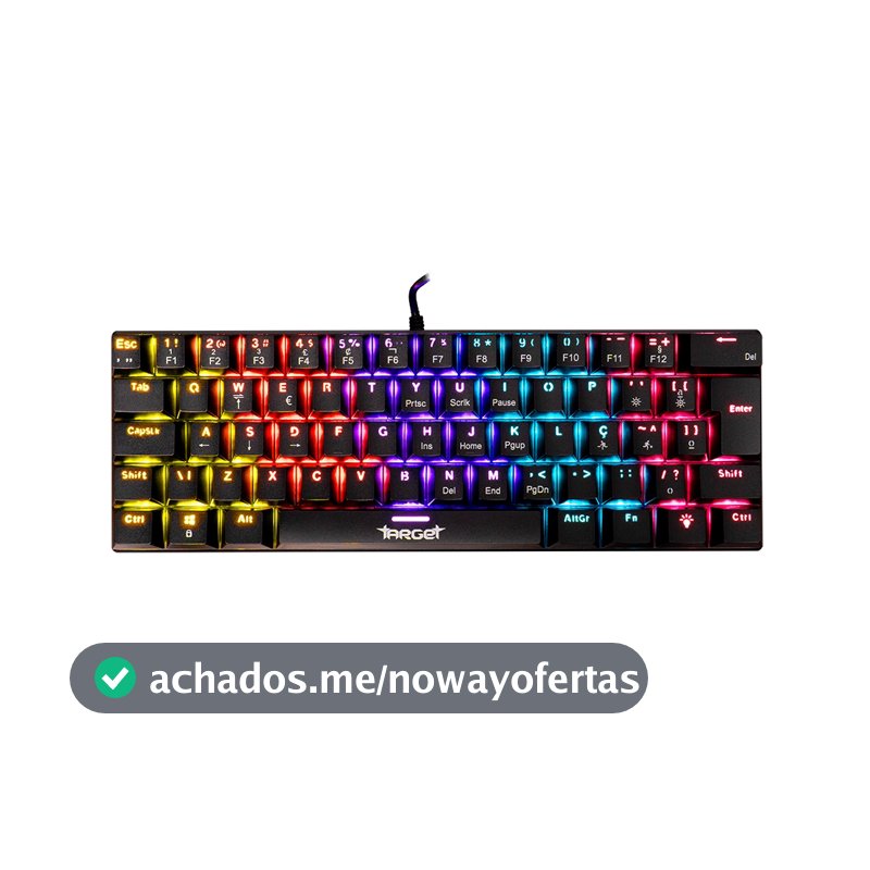 Teclado Mecanico TGT Sherman V3 C1, Rainbow, ABNT2, Switch Marrom, Preto, TGT-SHRC-BR01