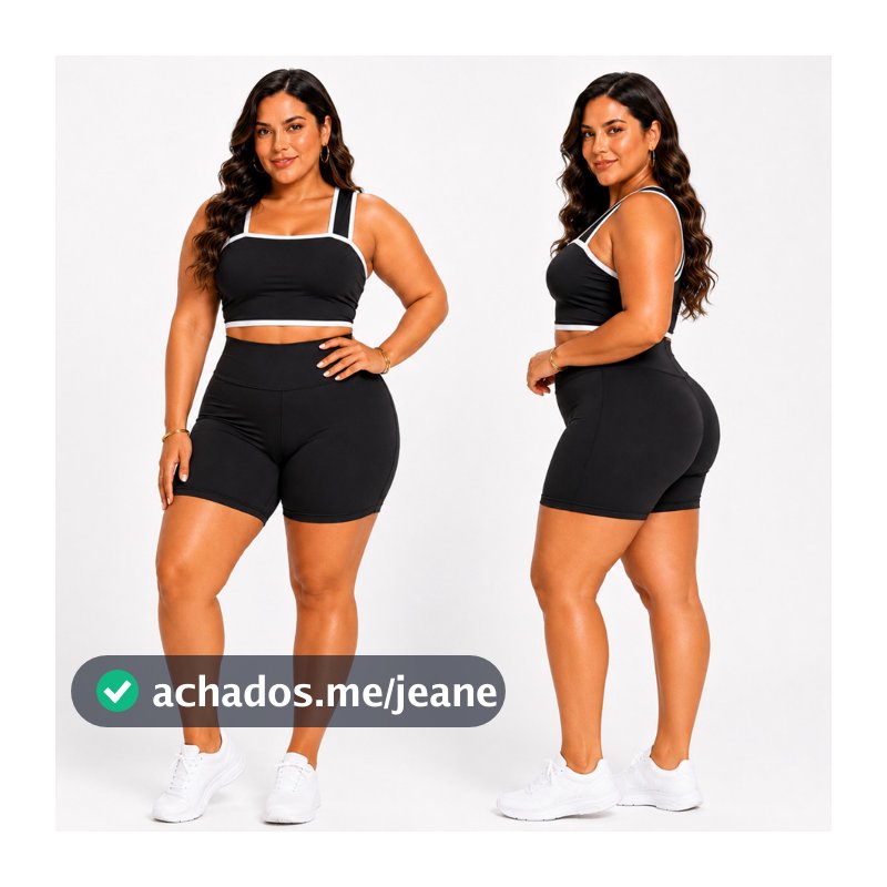 Conjunto Fitness Plus Size Feminino Malha Suplex Top Cropped e Short Cintura Alta Academia Tamanhos P M G GG G1 G2