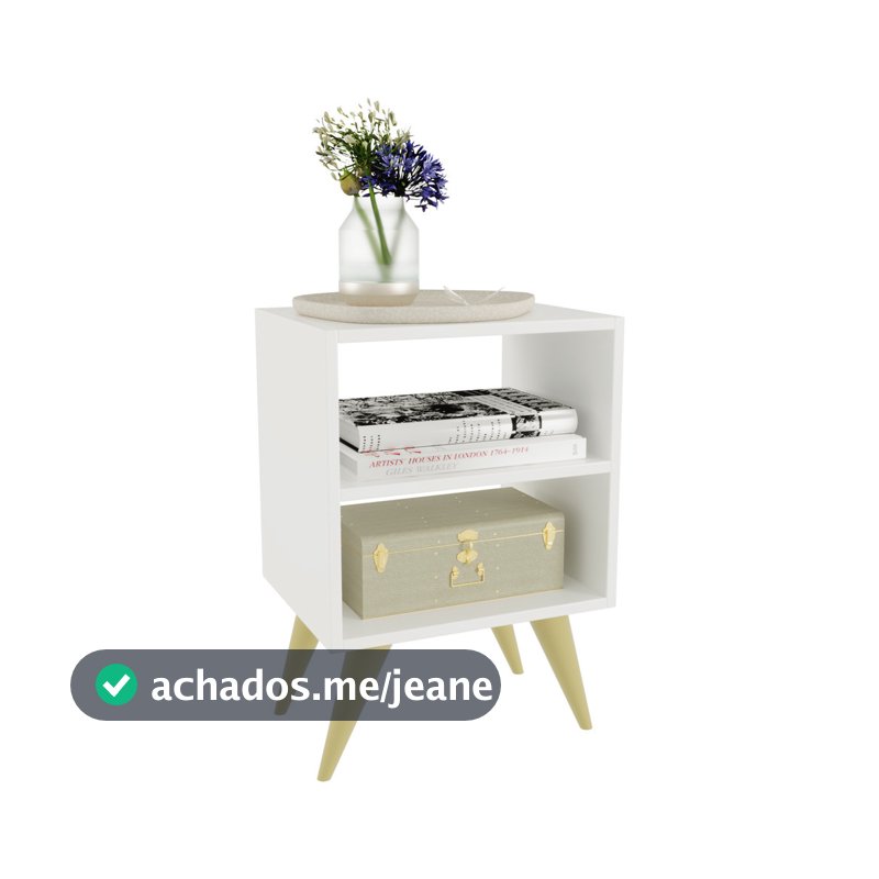 Mesa de Cabeceira Retrô Compacta com Nicho para Quarto Sala Casal ou Solteiro Palma