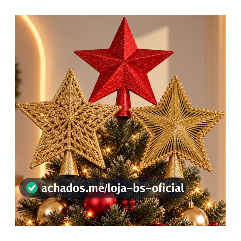 Estrela Natalina Topo Árvore Natal com Glitter Enfeite Natalino ponteira Clássico Decoração vermelho dourado