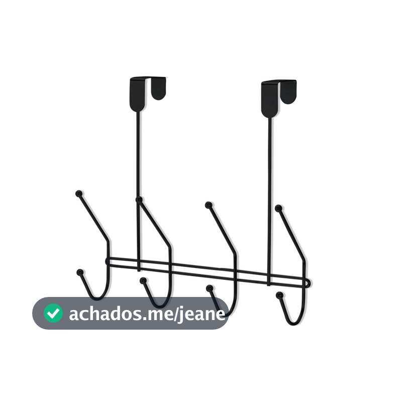 Cabide De Pendurar Porta Cabideiro Roupa Bolsa Toalha 4 Ganchos Preto Arthi