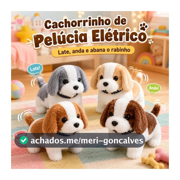 Cachorro de Pelúcia Elétrico：Anda, Abana Rabo e Late, Funciona à Bateria - Presente para Crianças！