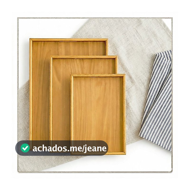 kit 3 Bandeja bambu Retangular De Café da Manhã  Petisqueira Decorativa Moderna E Elegante