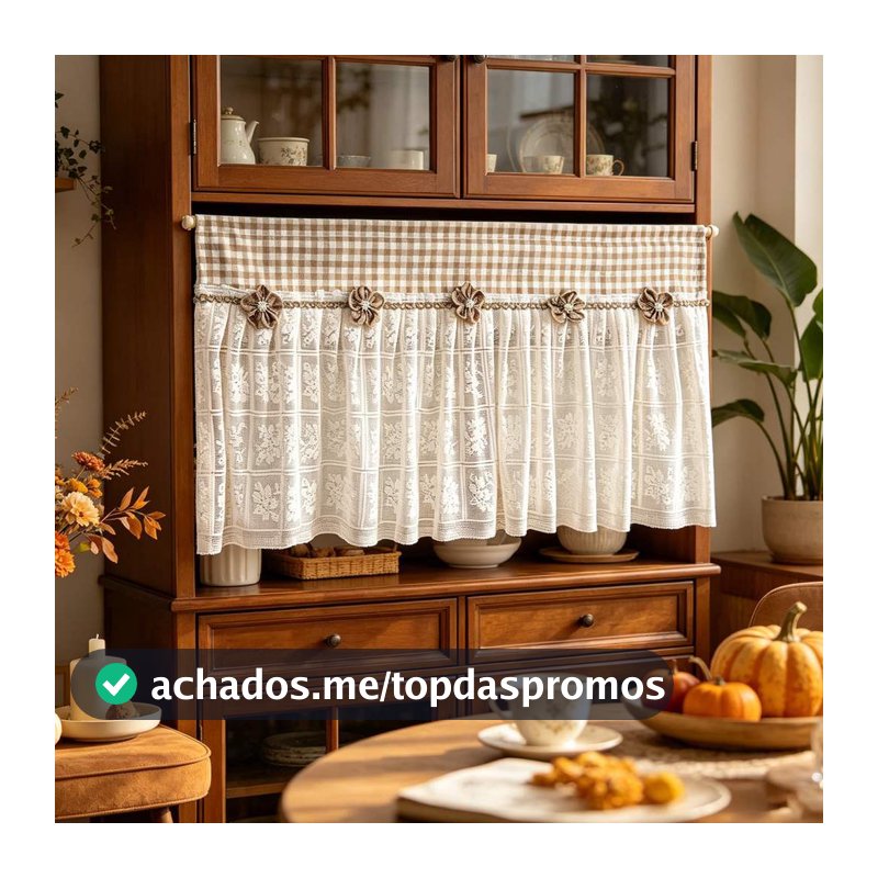 Saia Transparente Xadrez Vintage Para Cozinha , Fazenda , Meia Janela , Cortina Com Haste De Flores , Filtragem De Luz D