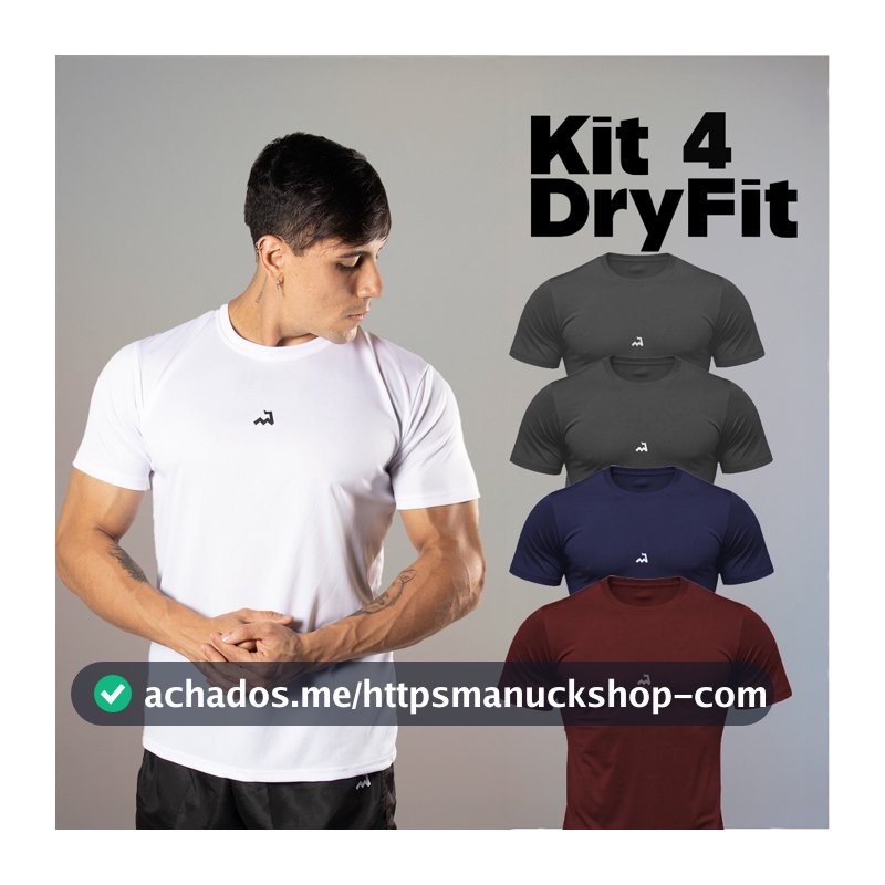 Kit 4 Camiseta Dry Masculina Fit Manga Curta Fitness Academia Corrida CrossFit Poliester Premium