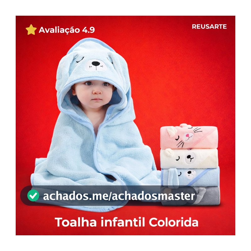 Toalha Banho Bebê Capuz Roupão Infantil Recém Nascido Criança Bichinho Bordado