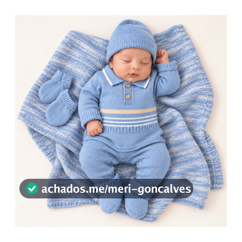 Saída De Maternidade Menino Com 5 Peças Anjinho Conjunto Kit Bebê