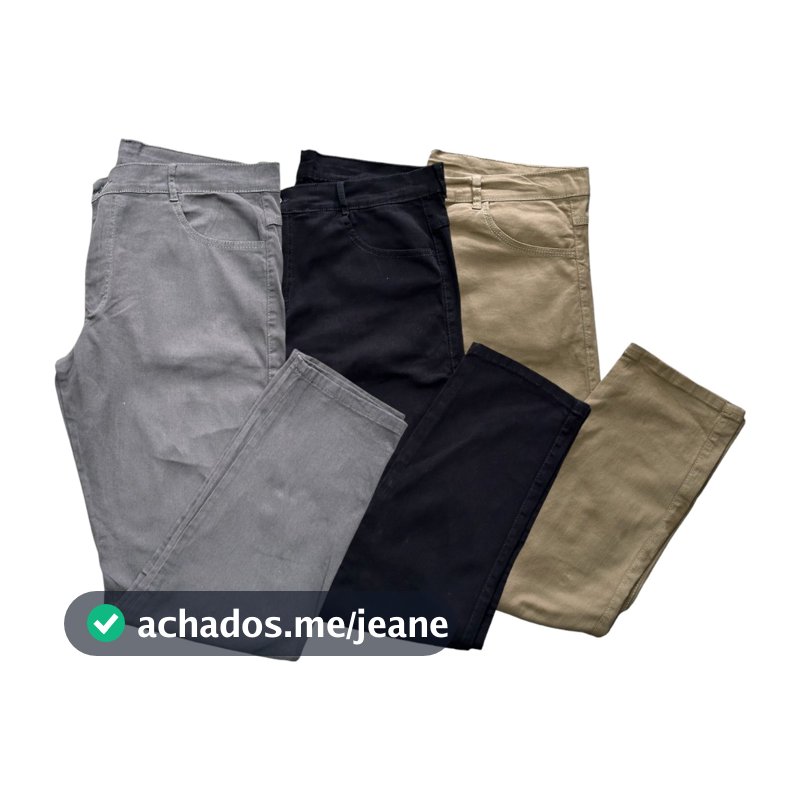Kit 3 calças masculinas sarja básica a pronta entrega  com elastano com costura reforçada envio ráp