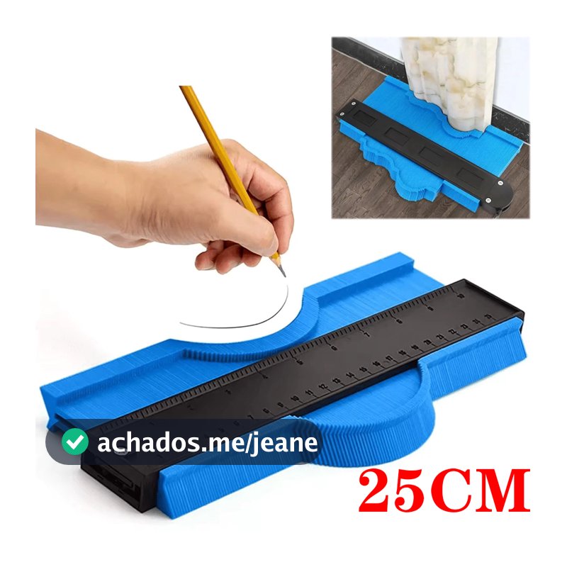 Régua de Contorno Gabarito Copiador de Cantos Para Contorno Irregulares Quinas Pisos Azulejos Trena-25cm/12cm