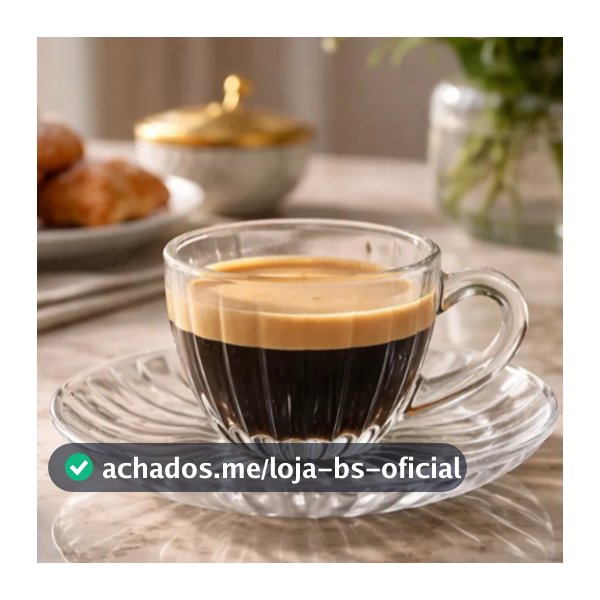 Jogo 6 Xícaras Com Pires Cristal Coração Siena 90ml Café Chá Lehavi