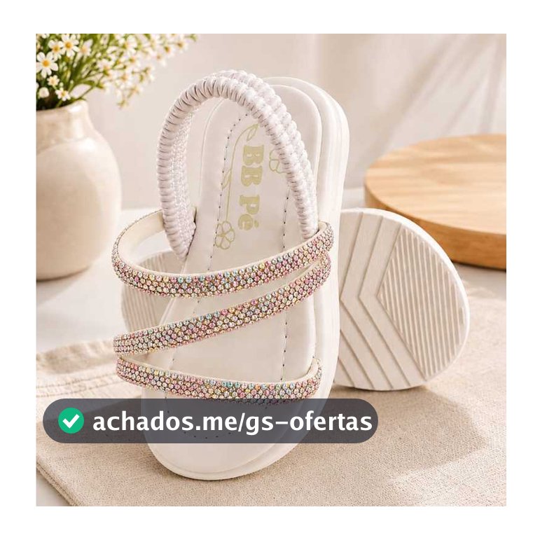 Sandália Infantil Menina Brilho Strass Leve e Confortável