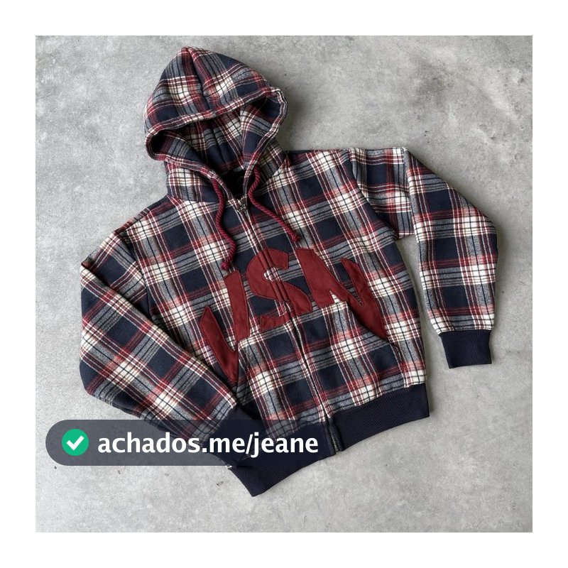 Y2K Listrado Zíper Moletom Com Capuz VSN Grade Padrão Bordado Algodão Moda Unissex streetwear