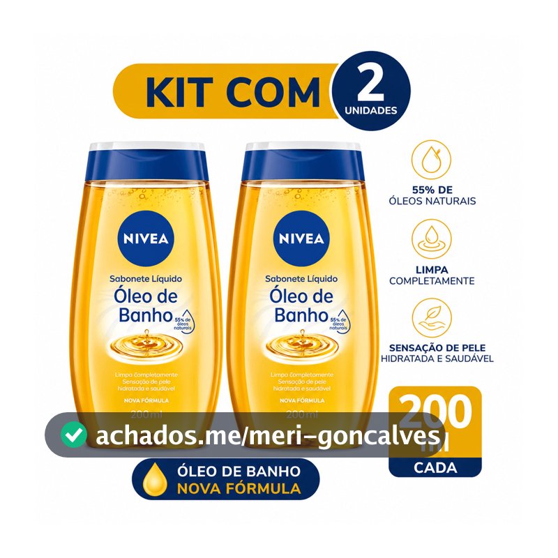 Kit 2 Sabonete Corporal Óleo de Banho Nivea 200ml Cada