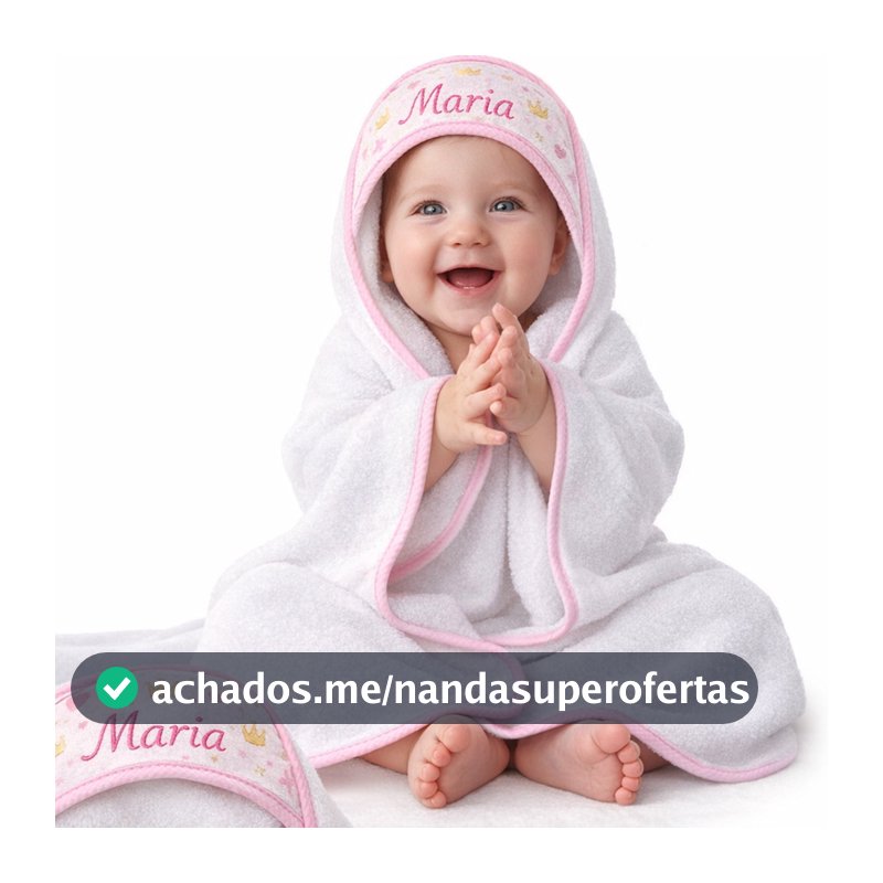 Kit Toalha de Banho Bebê com Capuz Personalizada Nome Bordado 80x70 | Toalha Infantil Macia