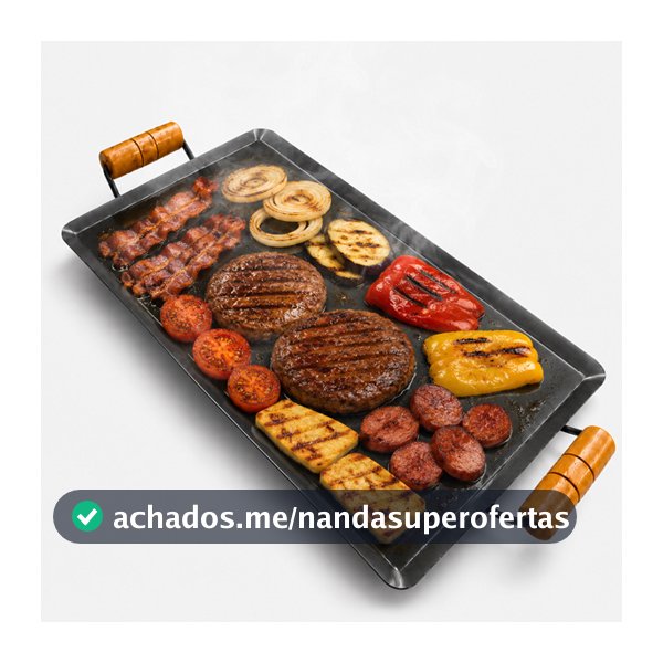 Bifeteira Chapa De Ferro para Fogão á Gas e Lenha 44x22 Cm Carnes Legumes Lanches e Porções