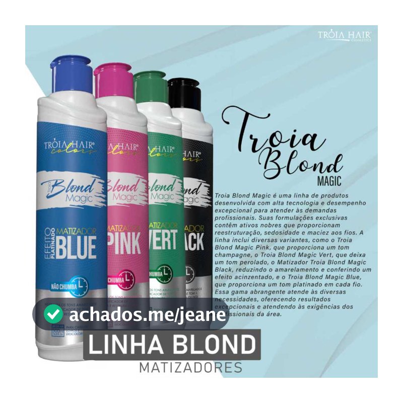 Máscara Matizadora Blond Magic 500ml – Efeito Desamarelador Profissional Tróia Hair