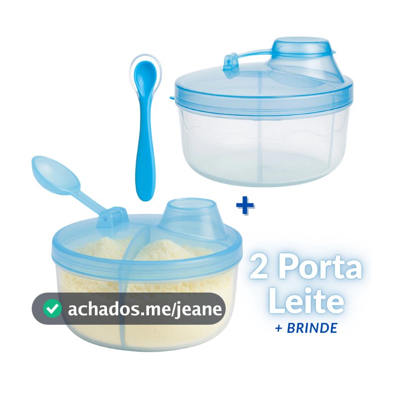 Kit 2 Porta Leite em Pó Para Bebê + Colher de Silicone
