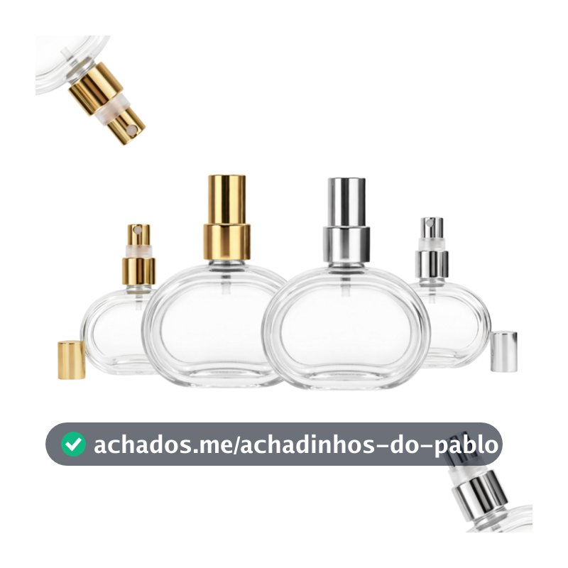 Kit Frascos de Vidro Meia Lua 60ml Kits de 5 a 20 Perfume Rosca 18 com Spray Vidro Perfume Atacado