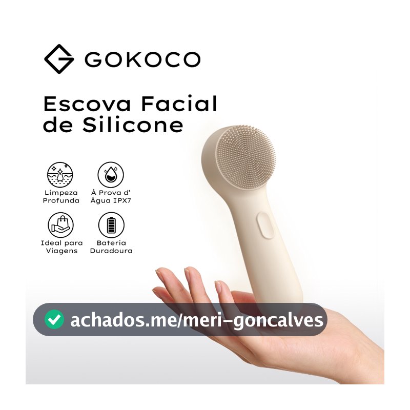 GOKOCO Escova Facial de Silicone Sônica IPX7 Recarregável 3 Níveis Limpeza Profunda Portátil Tipo-C