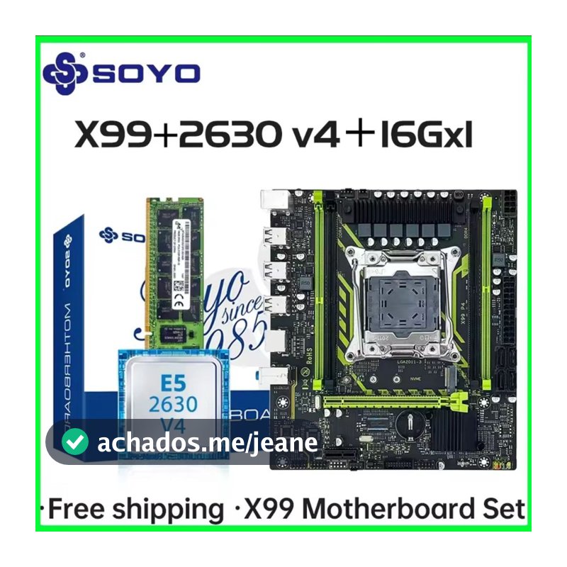 Kit Gamer Placa Mãe X99 + Xeon E5-2630v4 + 16gb 2400mhz Ddr4 Acompanha pilha Cr2032