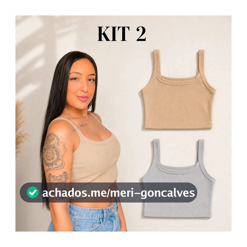Kit 2 Regata Top/cropped Femenina Canelada Forrada Basic Mod