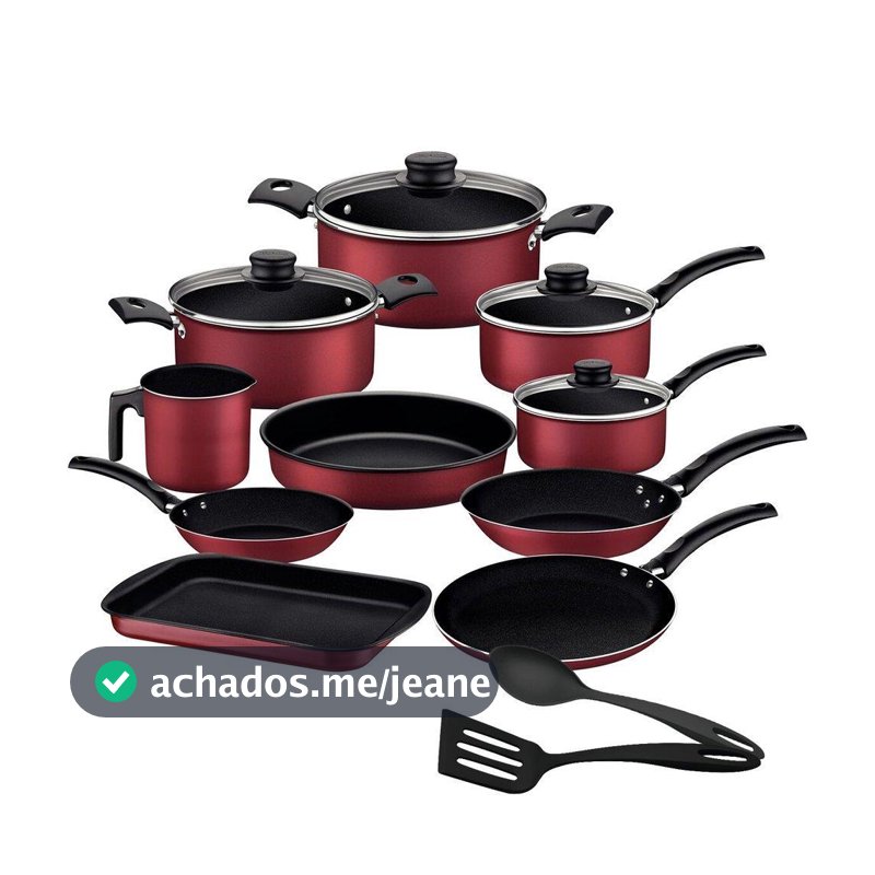 Jogo de Panela Tramontina Turim Alumínio Starflon 10 Peças Vermelho + 2 utensilios