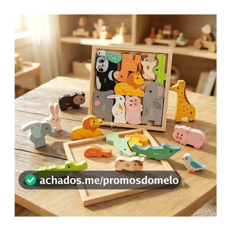 Brinquedo Quebra Cabeça Educativo Montessori Tabuleiros C/ Pinos Animais Dinossauros de encaixe formas