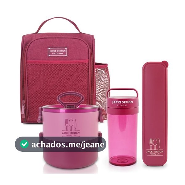 Conjunto da Linha Joy com Bolsa térmica, Porta talher, Pote de Marmita 2 Andares e Garrafa 430ml
