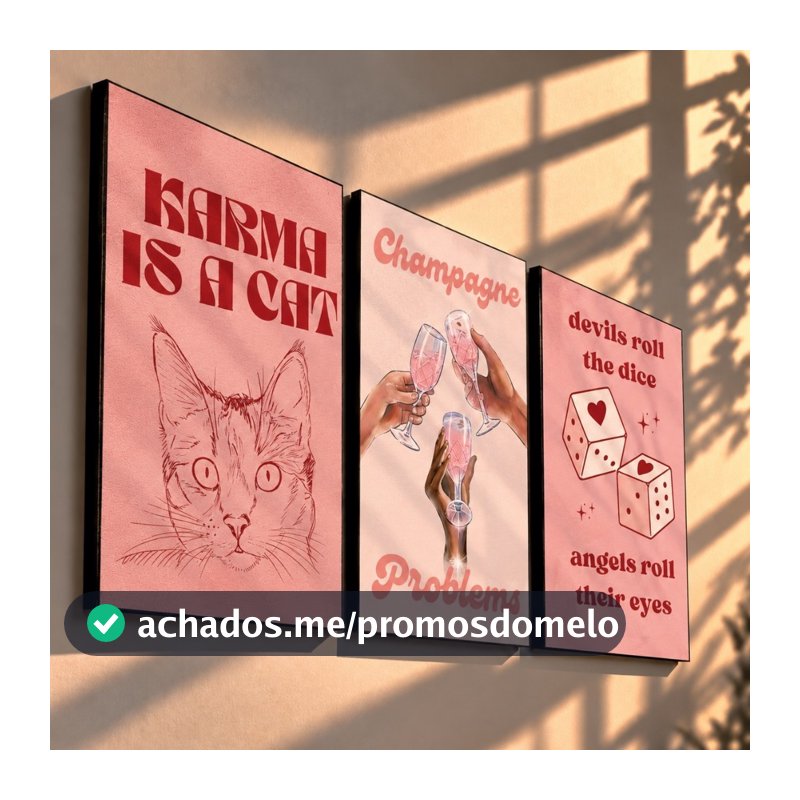 Quadro decorativo Pink vibe (3 peças)
