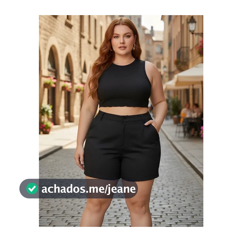 Short Social Feminino Plus Size Sarja  Lycra Bivik 100% Original