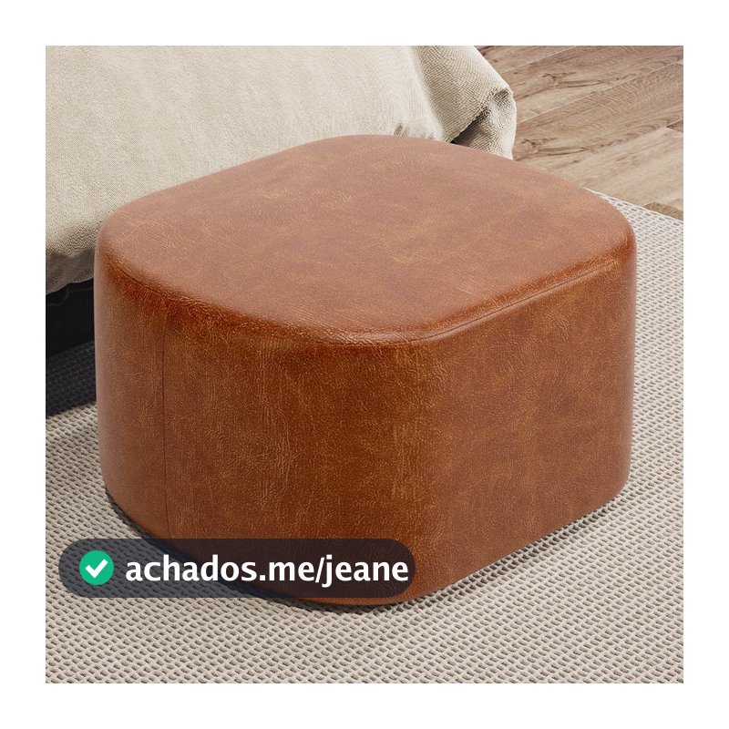 Puff Decorativo Orgânico para Living Quarto 70cm Doha W01 Couríssimo Camel - Lyam Decor