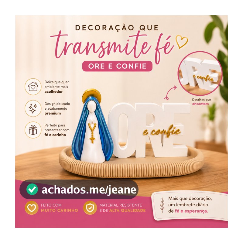 Conjunto Religioso Nossa Senhora  Aparecida /E Letreiro Ore E Confie com altar religioso Presente e decoração