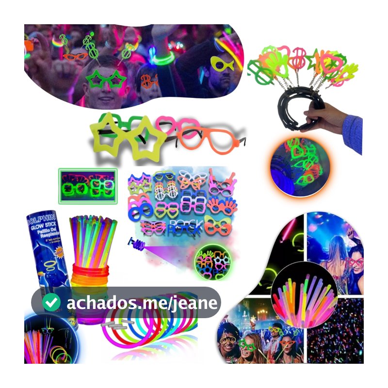 Kit Balada Festa Neon Completo 140 Pecas Casamento Aniversario 100 Pulseira Neon 20 Oculos 20 Tiara