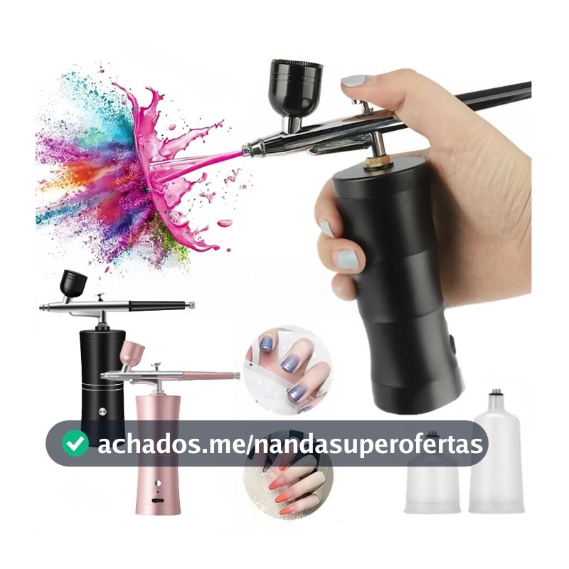 Aerógrafo Portátil com Mini Compressor - Para Unhas, Bolo, Maquiagem, Cabelo