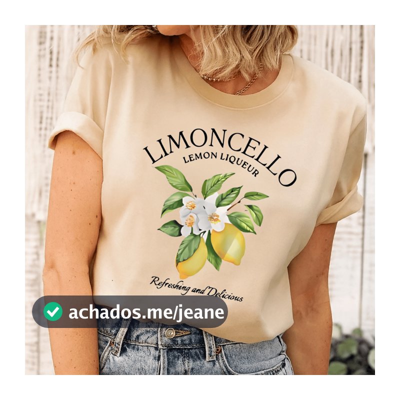 Camiseta Feminina Limoncello Drink Lemon T-Shirt 100% Algodão Tendência Moda Feminina
