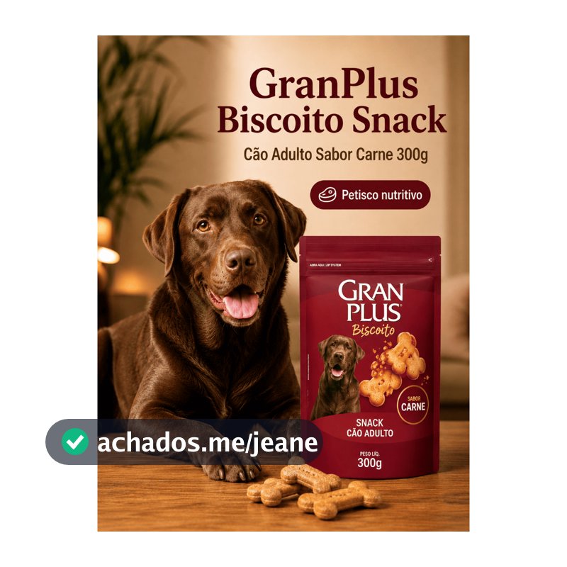 GranPlus Biscoito Snack para Cães Adultos Sabor Carne 300g Petisco Crocante Nutritivo para Cachorro