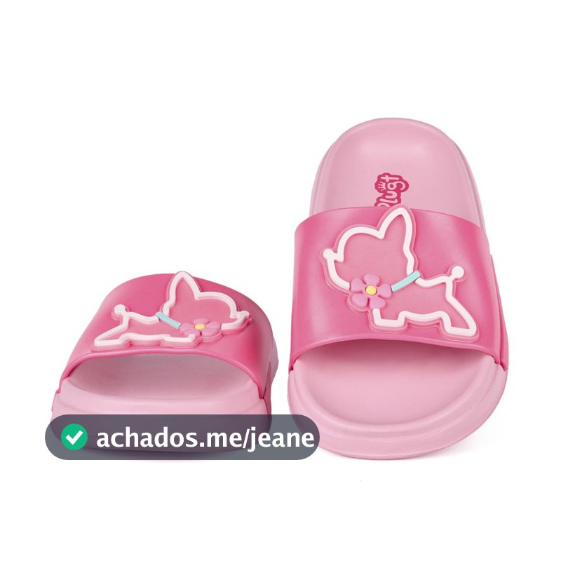 Chinelo Infantil Menina Slide Núvem Plugt Floquinho Cachorrinha Pink Confortável Blogueira Delicado