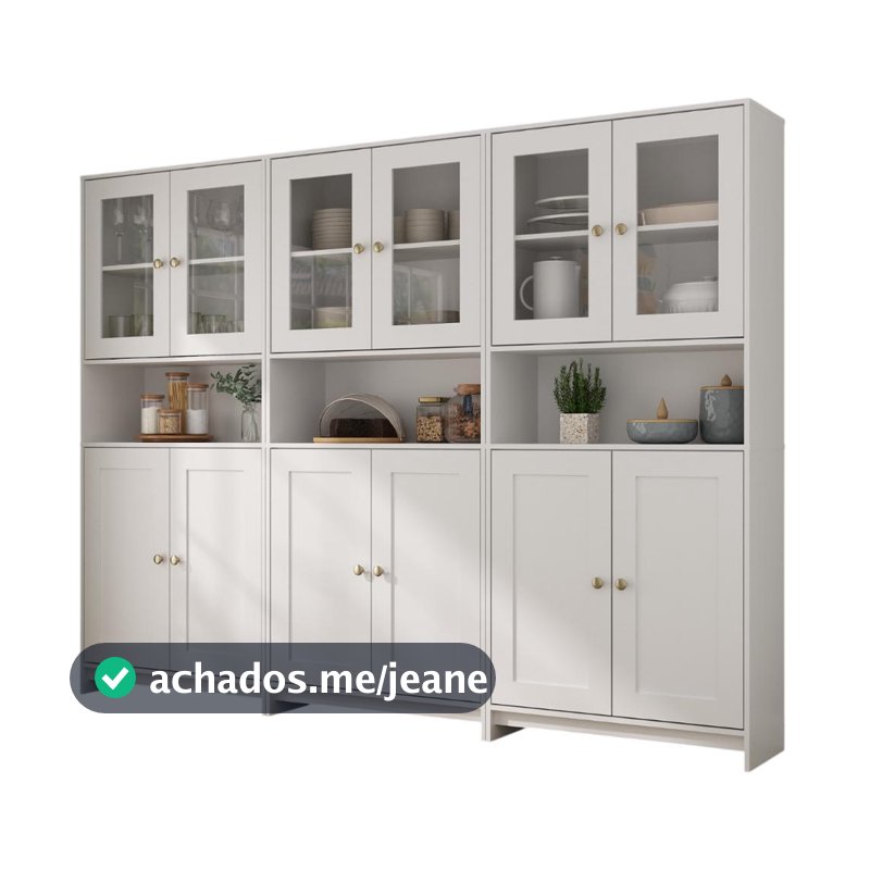 Armário de Cozinha 3 Peças 12 Portas 9 Prateleiras Americano 252cm AC4005 Cor Branco Decibal