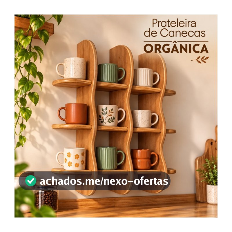 PRATELEIRA DE CANECAS ORGANICA MDF 15MM ORGANIZADOR DE COZINHA PAREDE