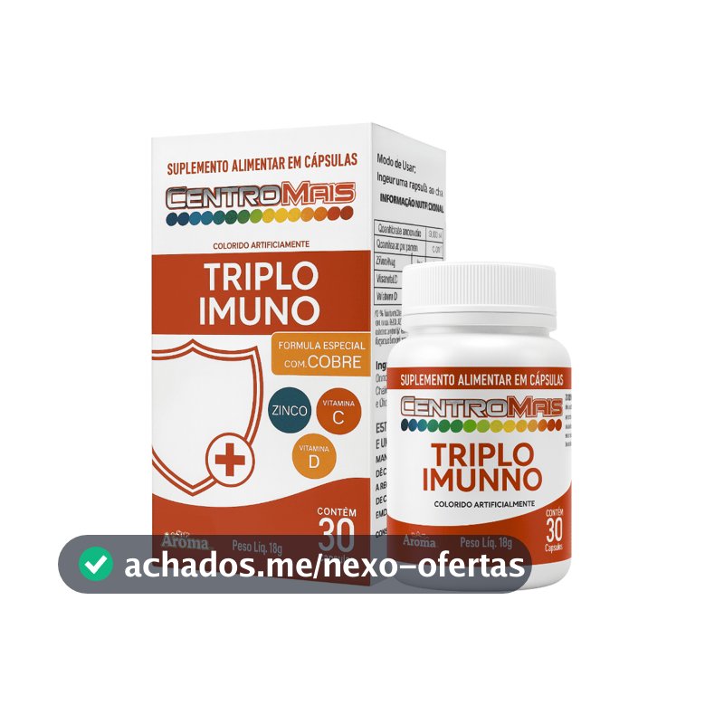 Fórmula Tripla Imunno: Vitamina C + D + Zinco 30 Cápsulas - Antioxidante e Bem-Estar no Dia a Dia